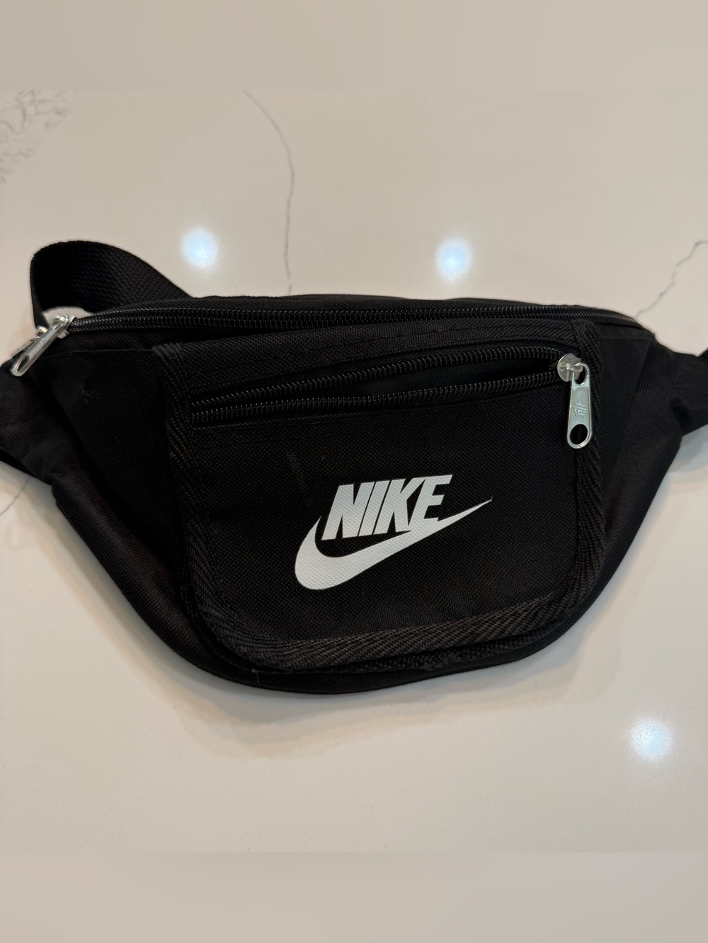 Vintage Nike Fanny Pack Belt Bag Black Waist with ID Wallet Swoosh Logo